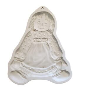 Vintage 1985 Brown Bag Cookie Art Raggedy Ann Cookie Baking Stoneware Mold